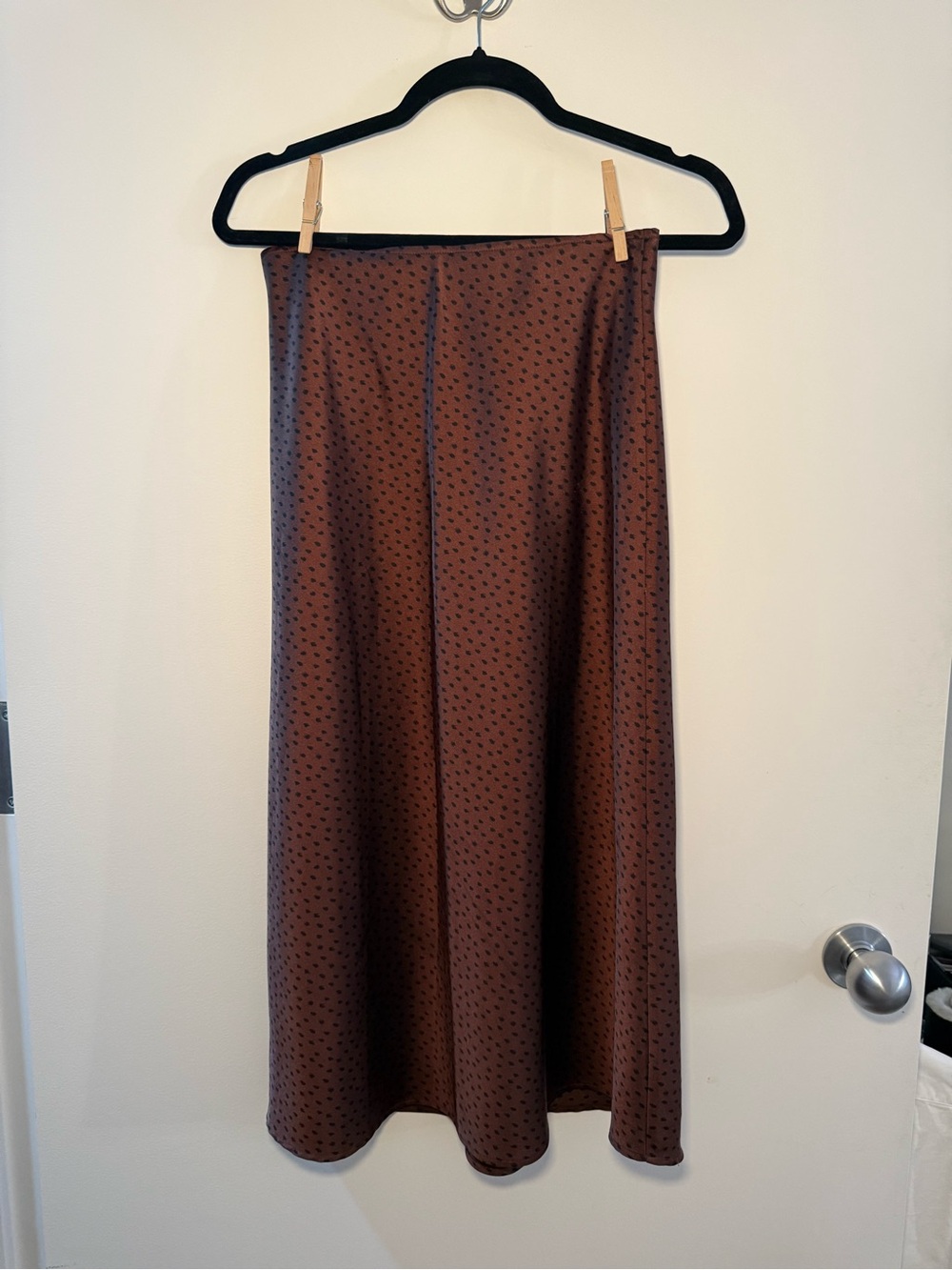 Abercrombie Brown Polka Dot silk midi skirt